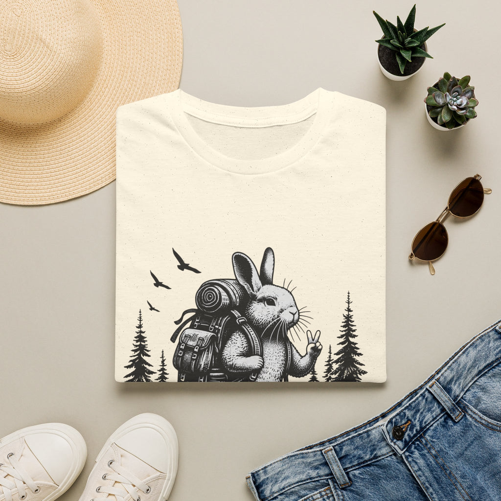 Backpacking Bunny T-Shirt | Hiking Rabbit Illustration, Forest Adventure