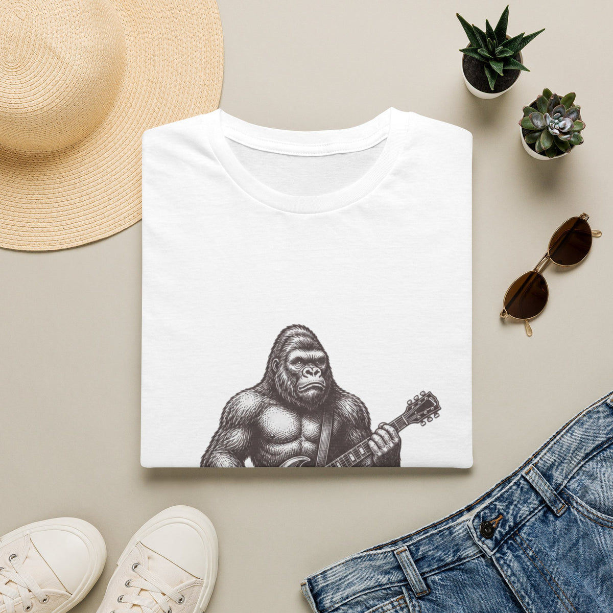 Gorilla Playing Guitar T-Shirt | Rock Ape Graphic Tee