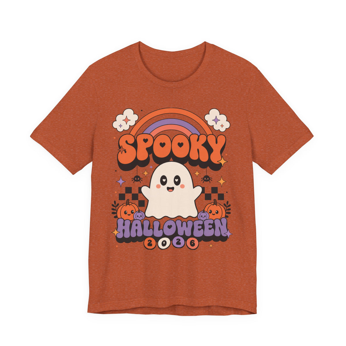 Spooky Ghost Halloween Tee | Cute Retro Rainbow Pumpkin Design