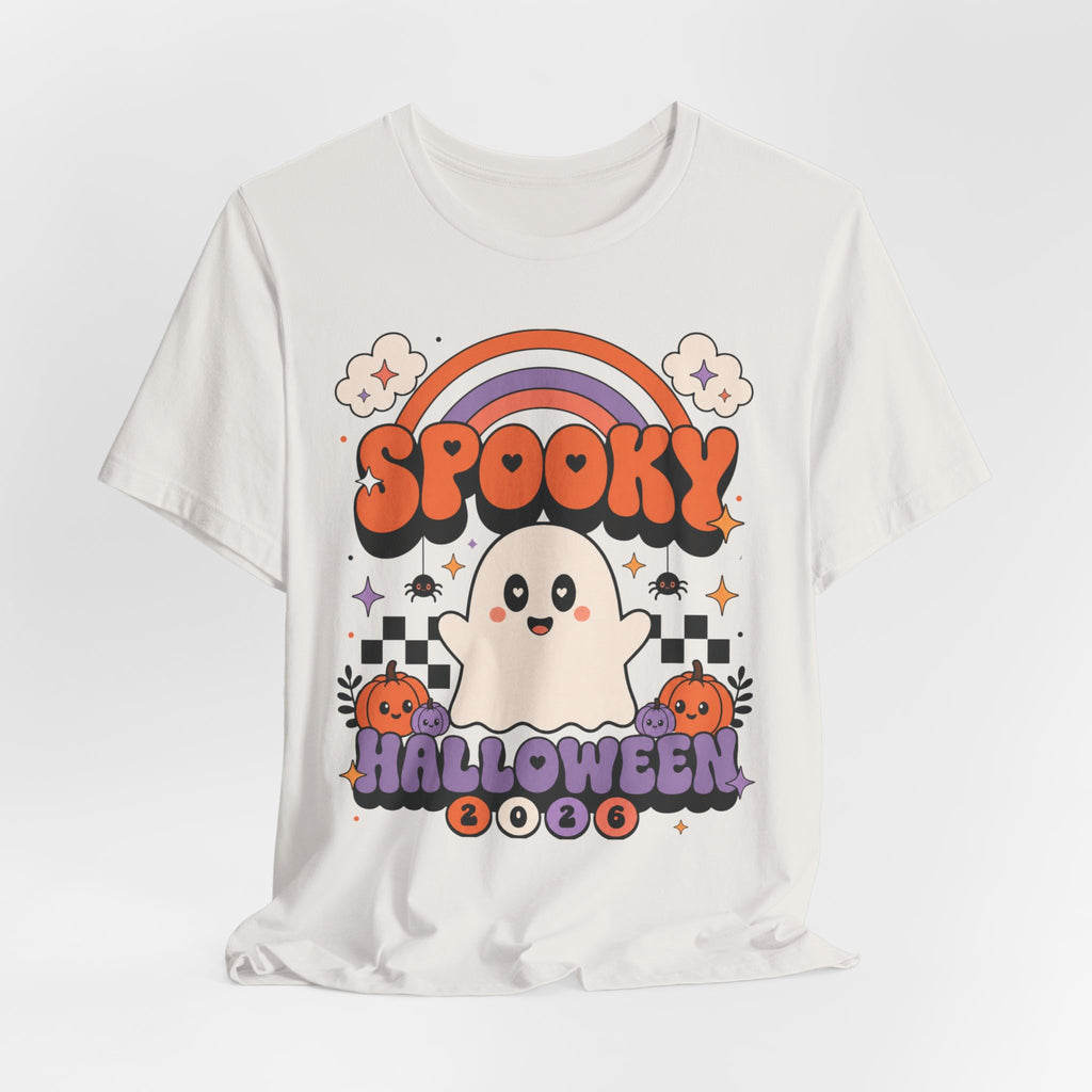 Spooky Ghost Halloween Tee | Cute Retro Rainbow Pumpkin Design