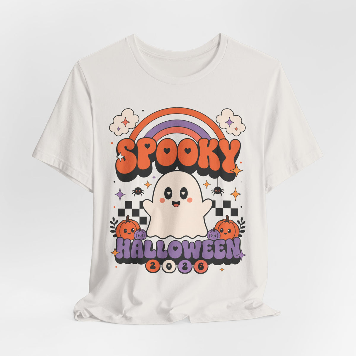 Spooky Ghost Halloween Tee | Cute Retro Rainbow Pumpkin Design