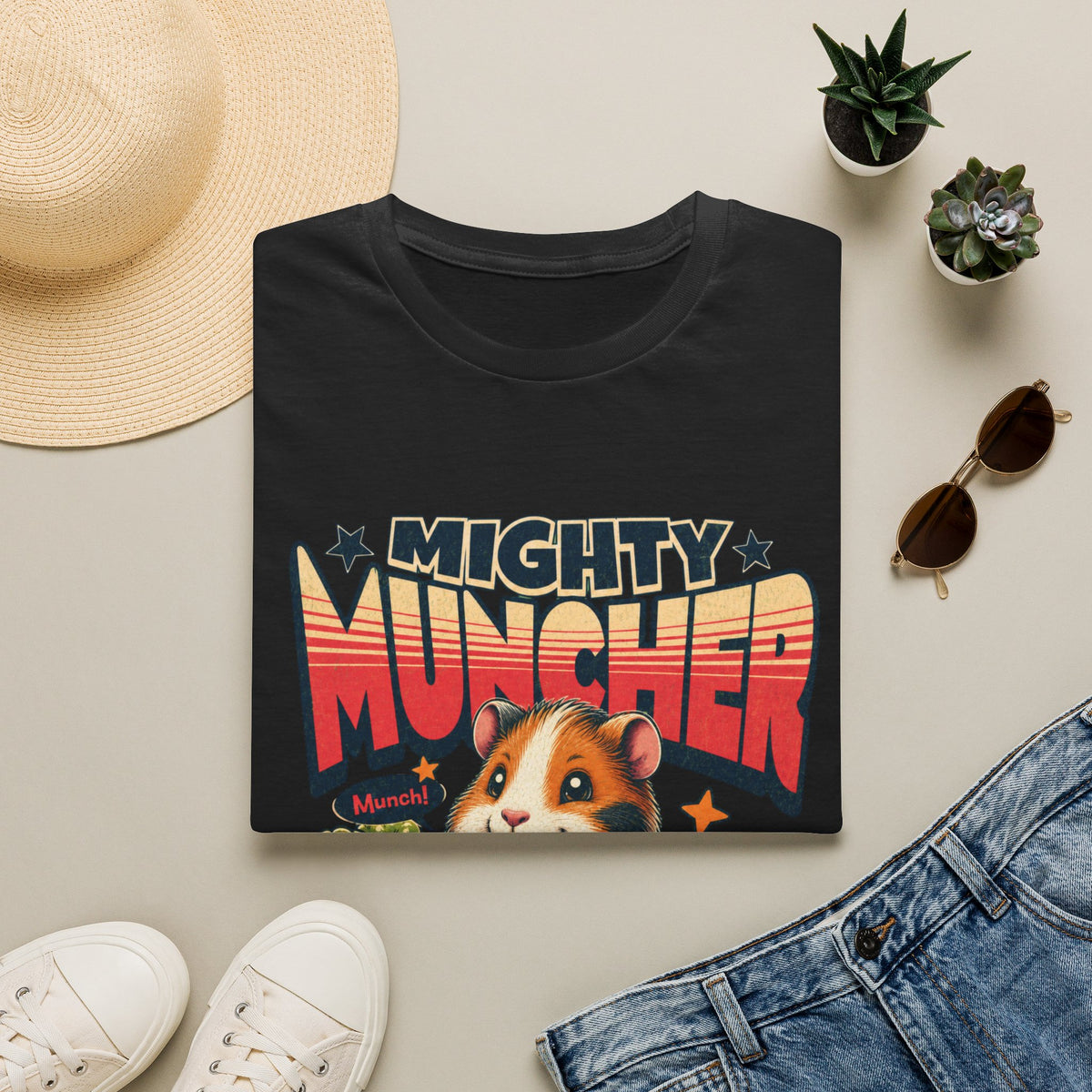 Mighty Muncher T-Shirt — Cute Superhero Hamster Graphic Tee