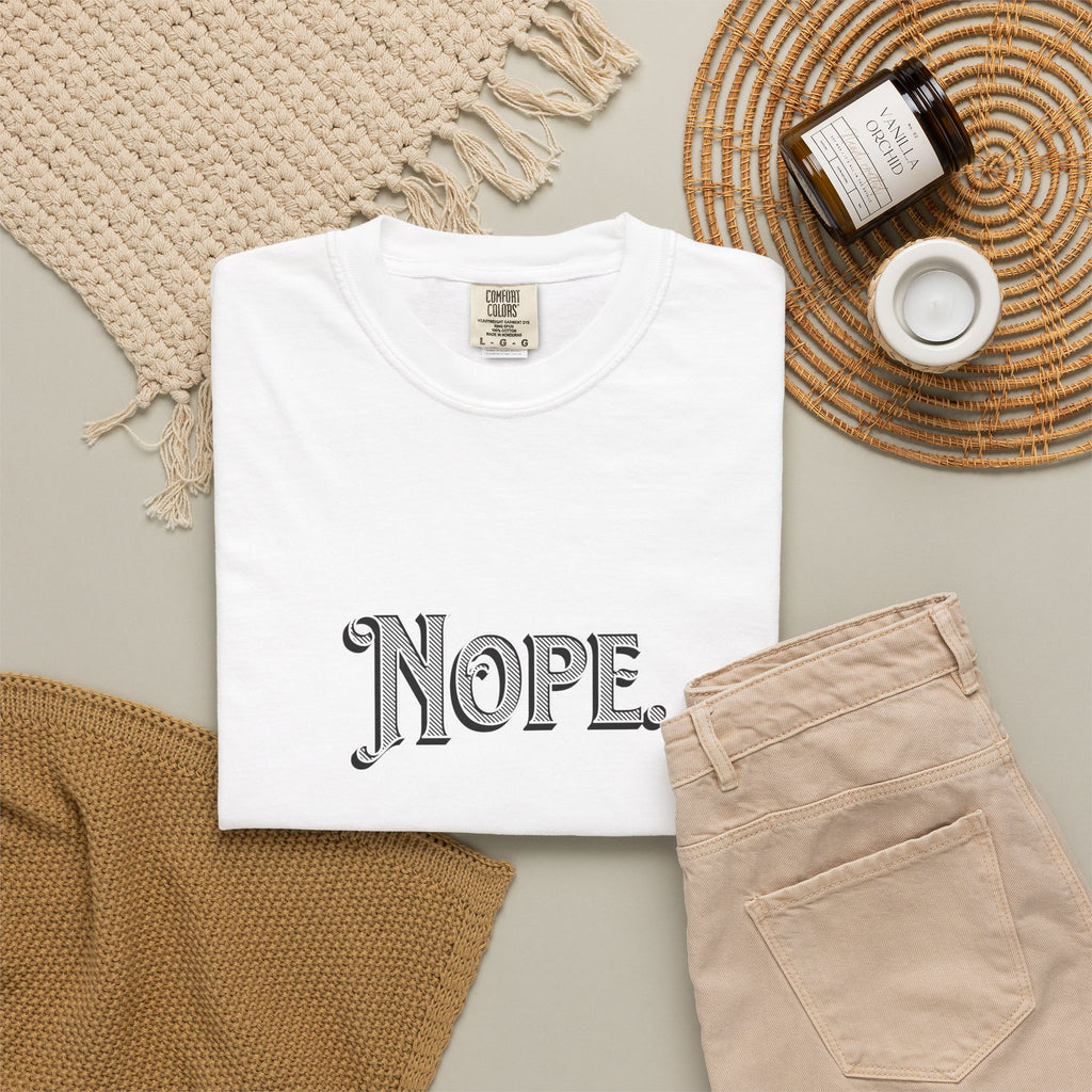Nope Graphic T-Shirt — Vintage Script "Nope" Tee