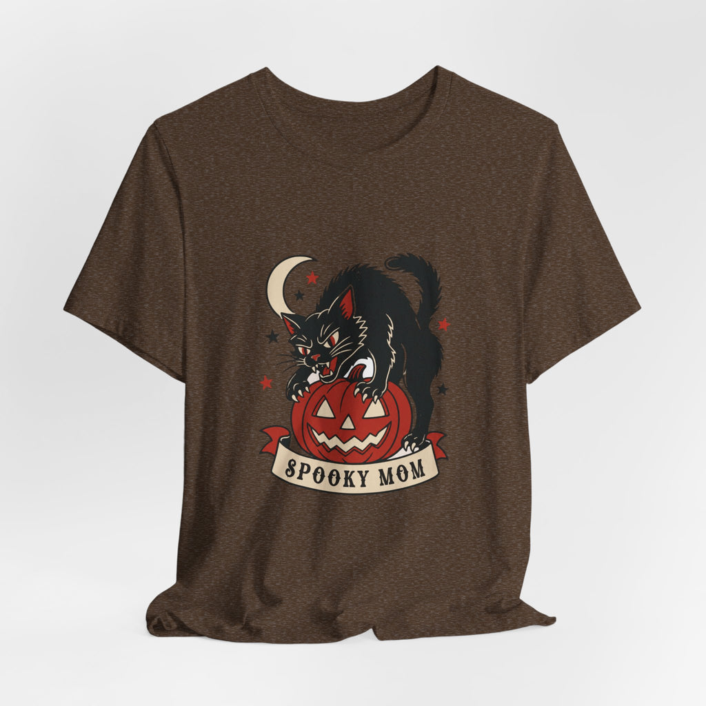 Spooky Mom black cat on jack-o-lantern T-Shirt | Halloween cat tee