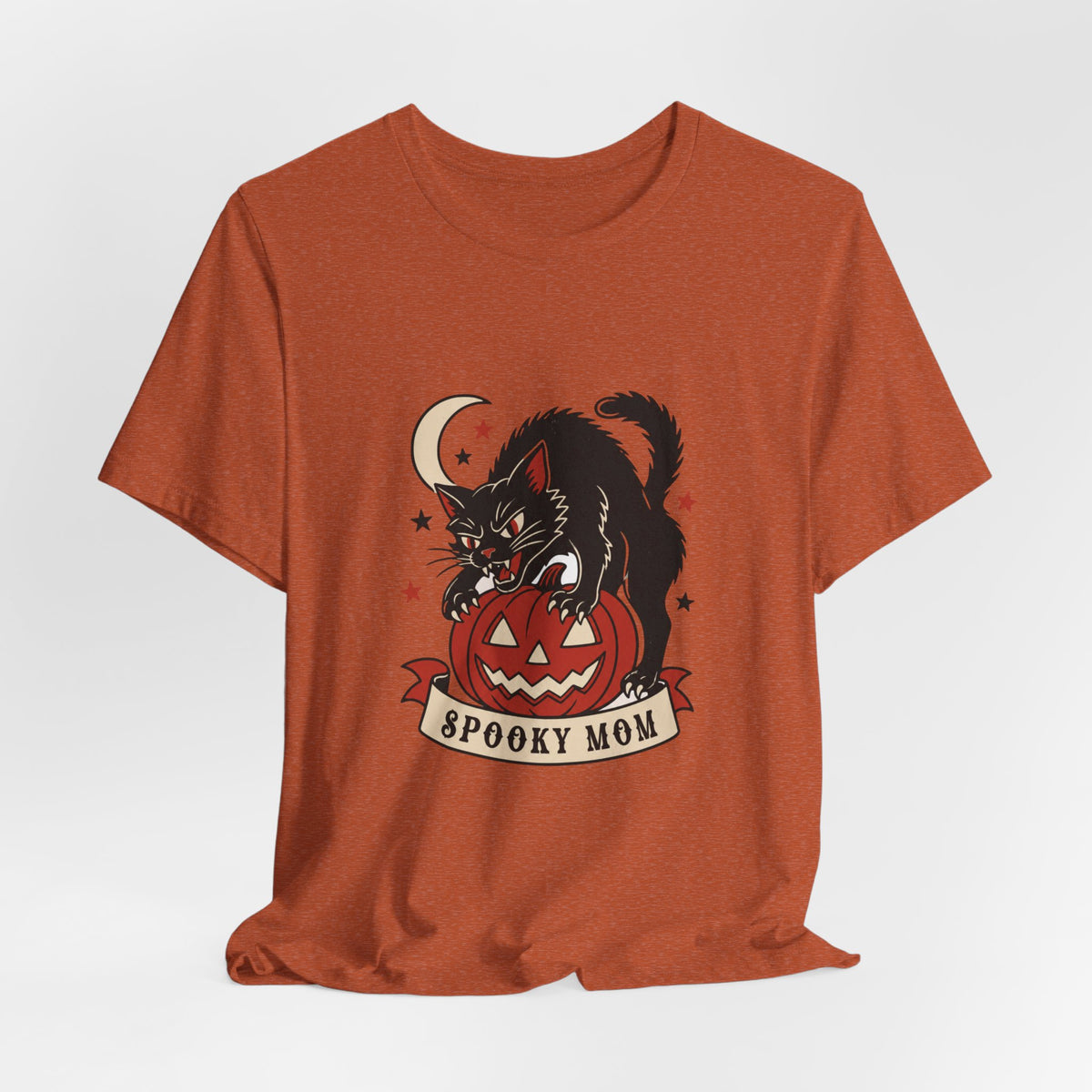 Spooky Mom black cat on jack-o-lantern T-Shirt | Halloween cat tee