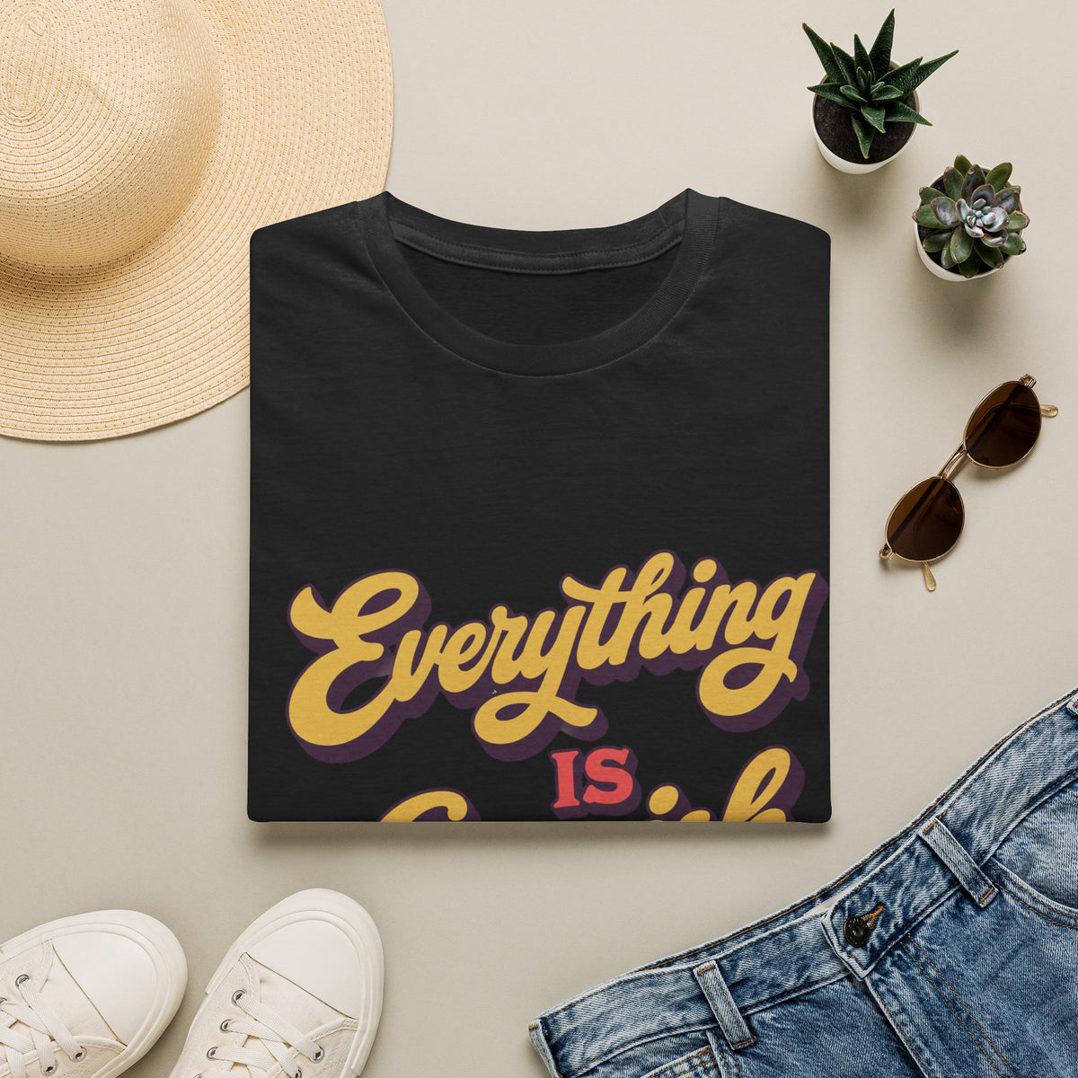 Everything is Fine-ish T-Shirt | Retro Script Vintage 70s Typography