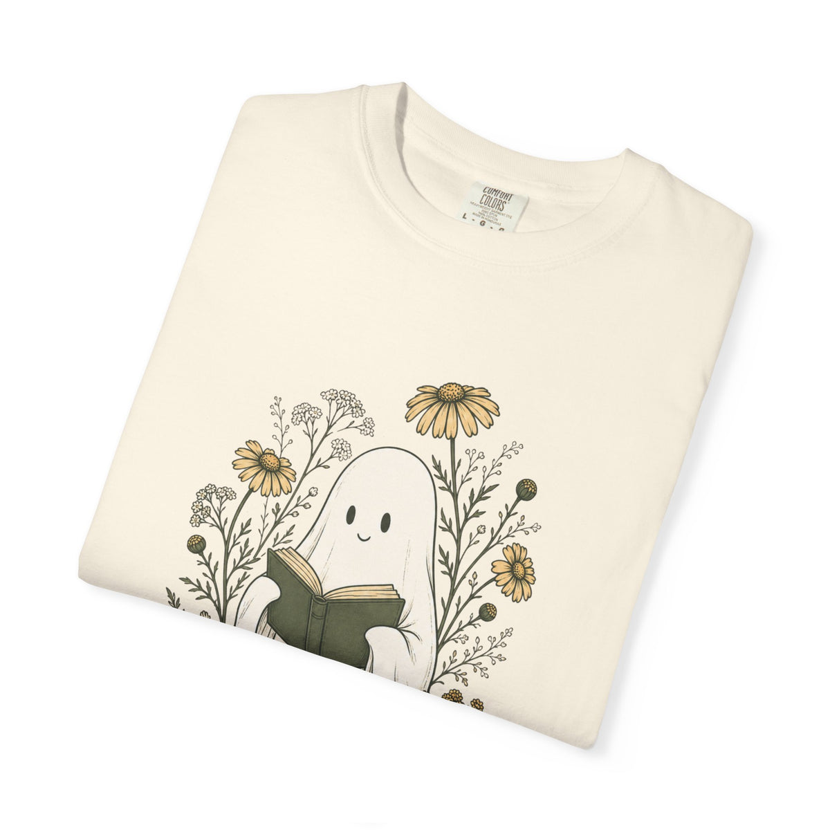 Ghost Reading Tee — Cute Floral Booklover T-Shirt